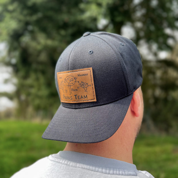 Personalisierte Basecap mit deiner Zeichnung graviert | individuelles Lederlabel mit Wunschmotiv | Lederpatch | Cap | Vatertagsgeschenk