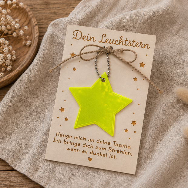 Reflektor Stern Anhänger | Mut Macher Taschen Anhänger | Schulstart Kita | Einschulung | Schulweg Sicherheit