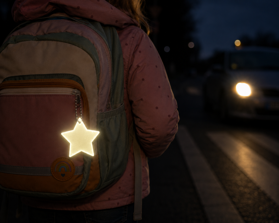 Reflektor Stern Anhänger | Mut Macher Taschen Anhänger | Schulstart Kita | Einschulung | Schulweg Sicherheit