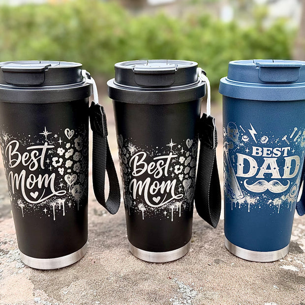 Personalisierter Best Dad | Kaffee Becher mit Name | To-Go Becher mit 2 Trinkfunktionen & Trageschlaufe | 500 ml (Kopie)