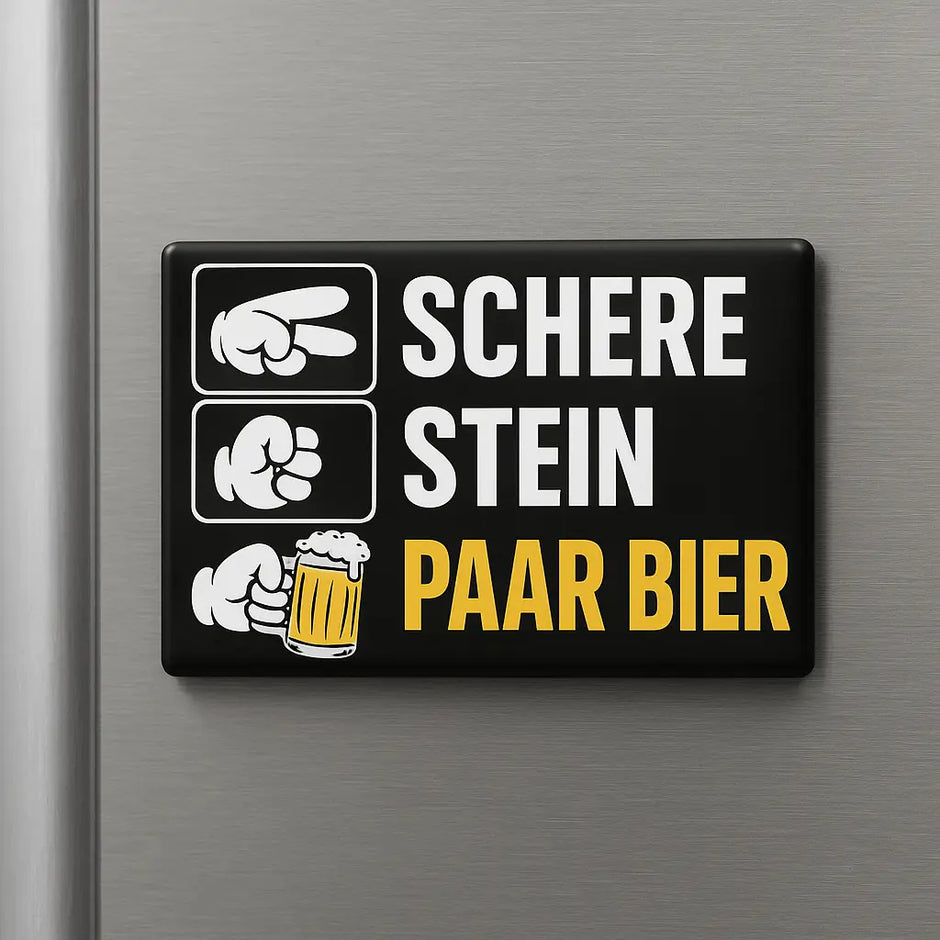 "Schere, Stein, paar Bier" - Magnet Kreativio
