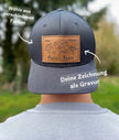 Personalisierte Basecap mit deiner Zeichnung graviert | individuelles Lederlabel mit Wunschmotiv | Lederpatch | Cap | Vatertagsgeschenk