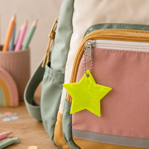 Reflektor Stern Anhänger | Mut Macher Taschen Anhänger | Schulstart Kita | Einschulung | Schulweg Sicherheit