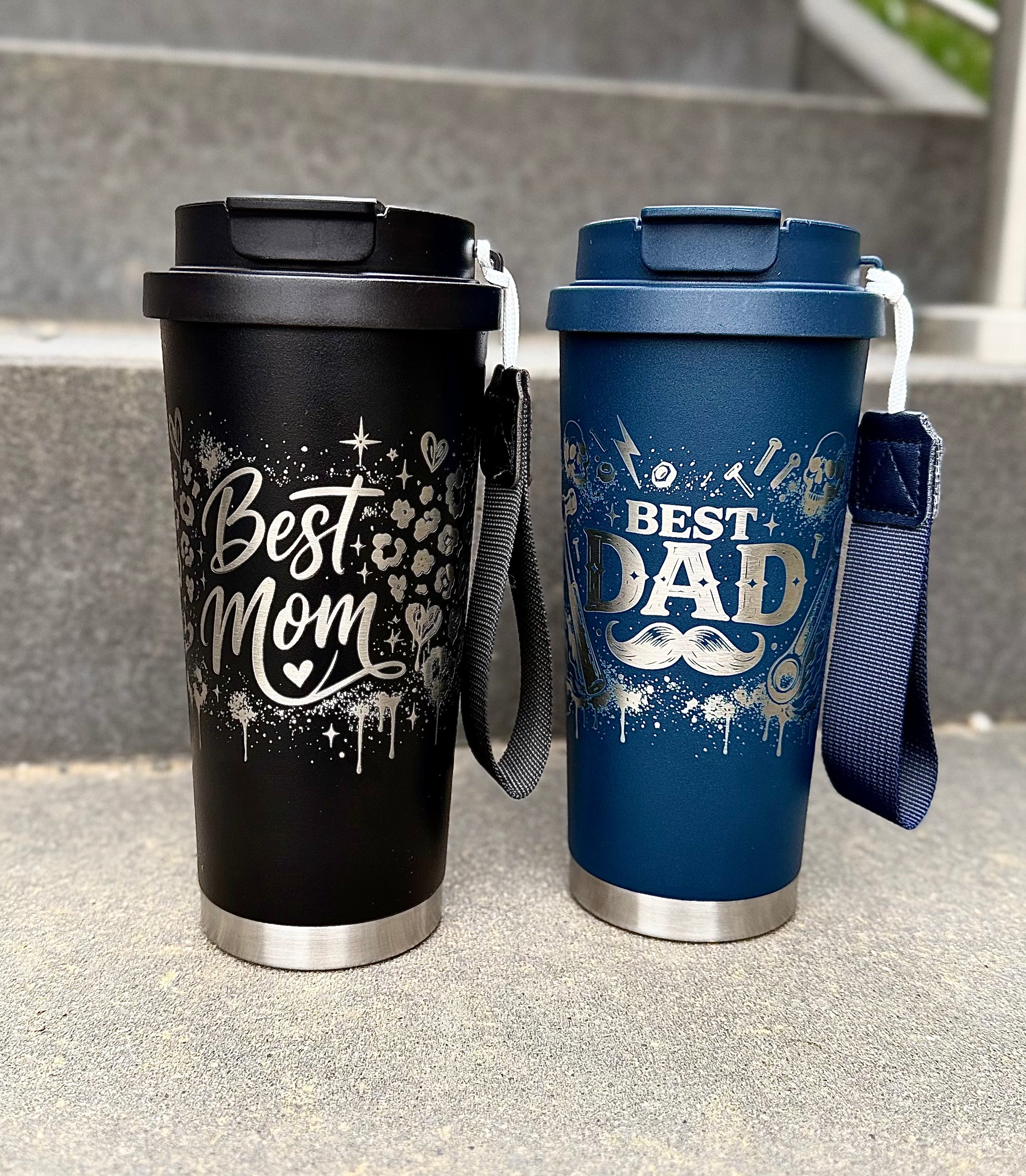 Personalisierter Best Dad | Kaffee Becher mit Name | To-Go Becher mit 2 Trinkfunktionen & Trageschlaufe | 500 ml (Kopie)