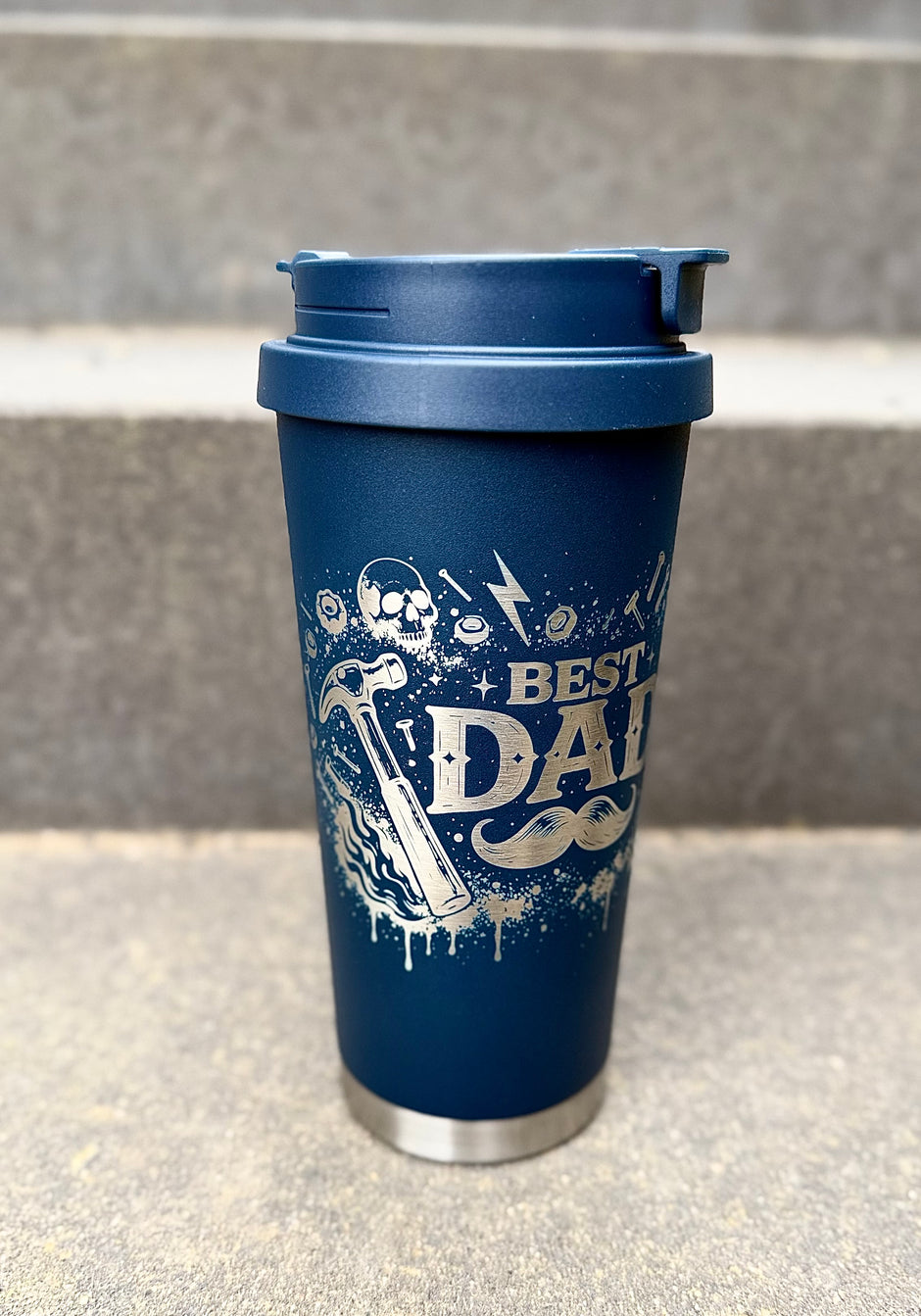 Personalisierter Best Dad | Kaffee Becher mit Name | To-Go Becher mit 2 Trinkfunktionen & Trageschlaufe | 500 ml (Kopie)