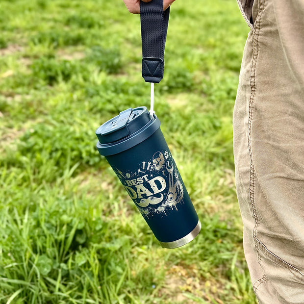 Personalisierter Best Dad | Kaffee Becher mit Name | To-Go Becher mit 2 Trinkfunktionen & Trageschlaufe | 500 ml (Kopie)
