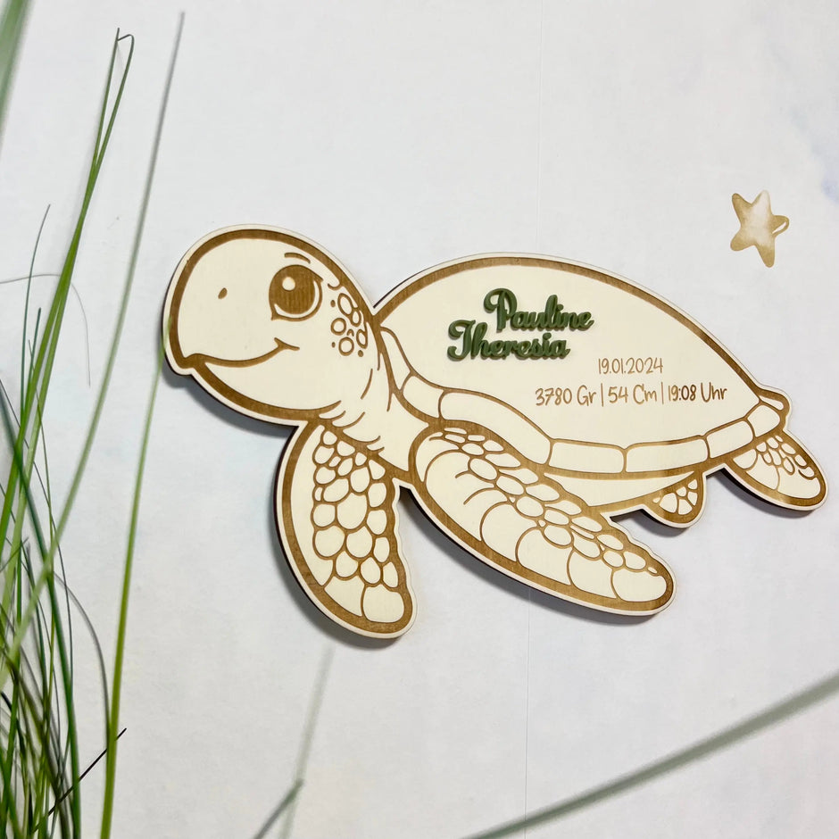 Wandschild „Schildkröte“ – personalisiert mit Namen & Geburtsdaten Kreativio