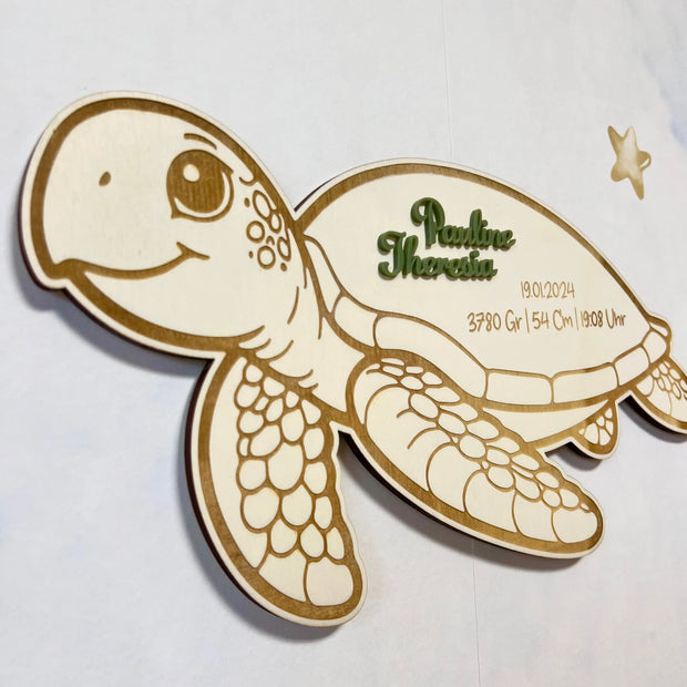 Wandschild „Schildkröte“ – personalisiert mit Namen & Geburtsdaten Kreativio