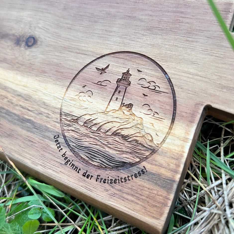 Akazien-Schneidebrett „Ruhestand Leuchtturm“ Kreativio