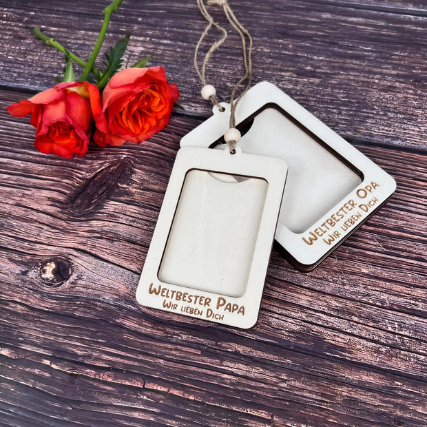 Fotoanhänger aus Holz - mit Wunschgravur - Klein Kreativio