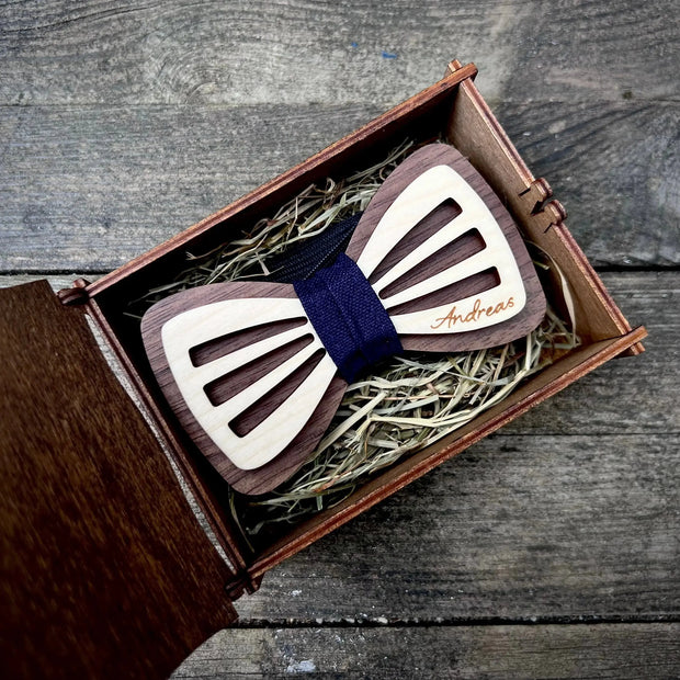 Herren Fliege "Streifen-Design" aus Vollholz Kreativio