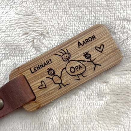 Schlüsselanhänger Lederband - "Dein Gemälde als Gravur" Kreativio