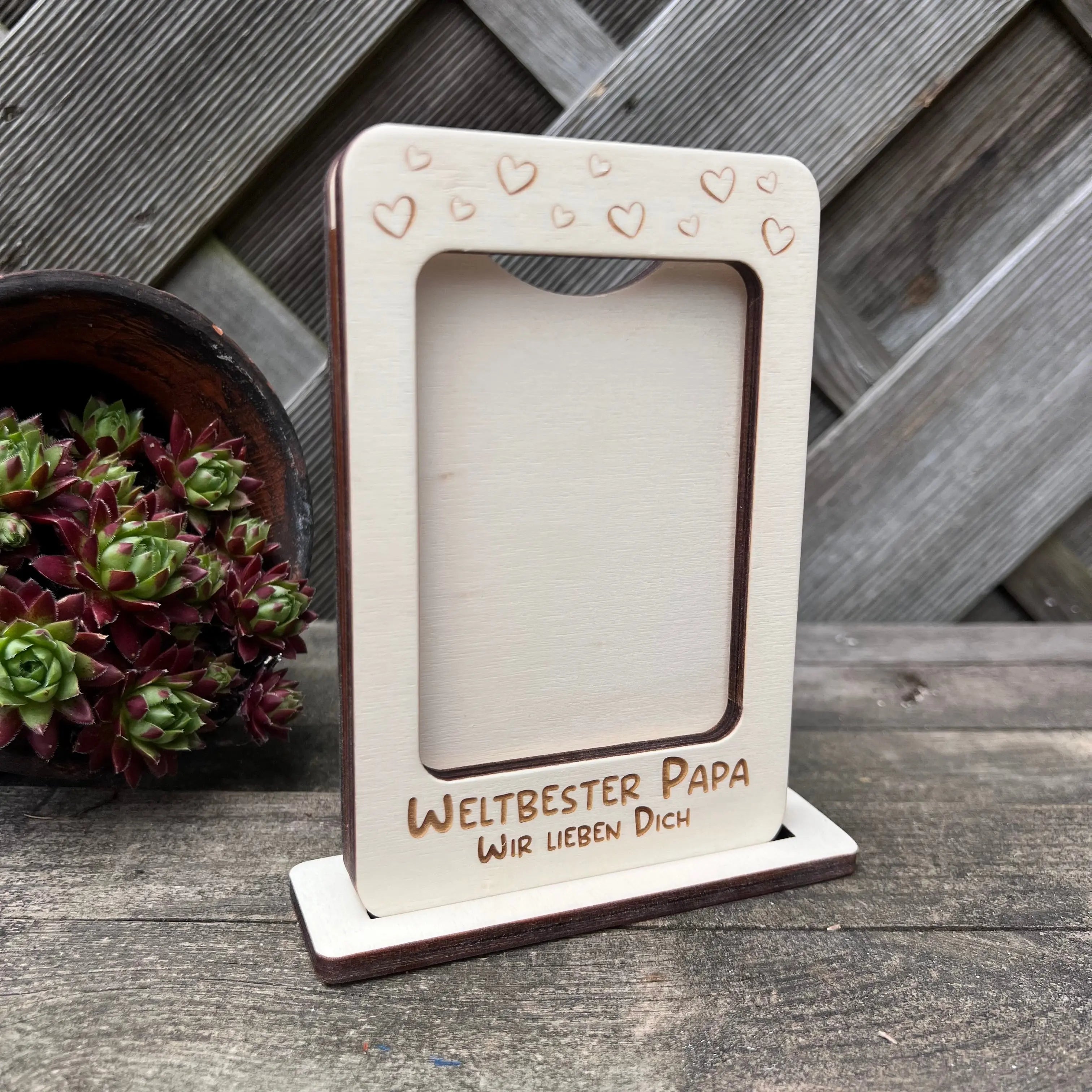 Bilderrahmen aus Holz mit Wunschtext Kreativio