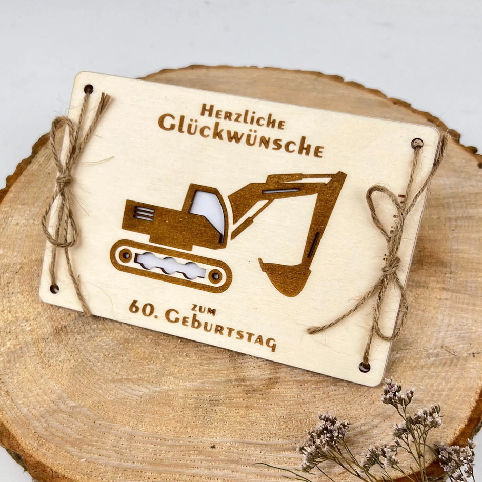 Geldgeschenk „Bagger“ - mit Wunschtext Kreativio