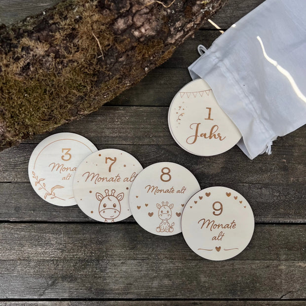 Meilensteinkarten "Giraffe" - 12 Stück im Set Kreativio