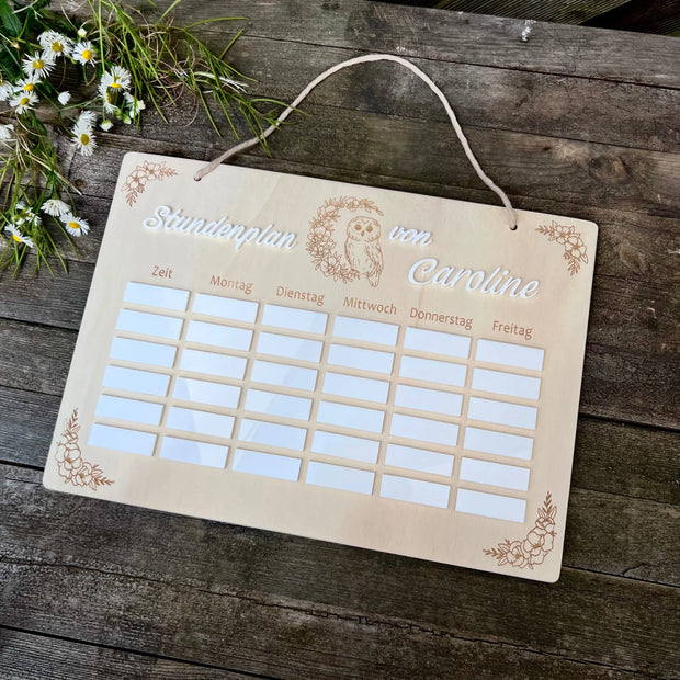 Abwischbarer Stundenplan "Eule" XXL Kreativio