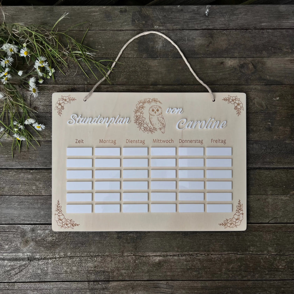 Abwischbarer Stundenplan "Eule" XXL Kreativio