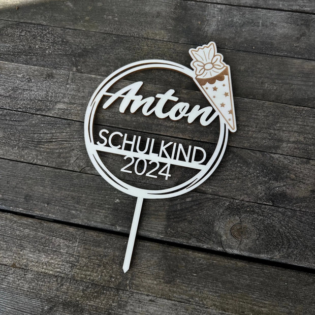 Tortenstecker „Schulkind“ mit Schultüte Kreativio