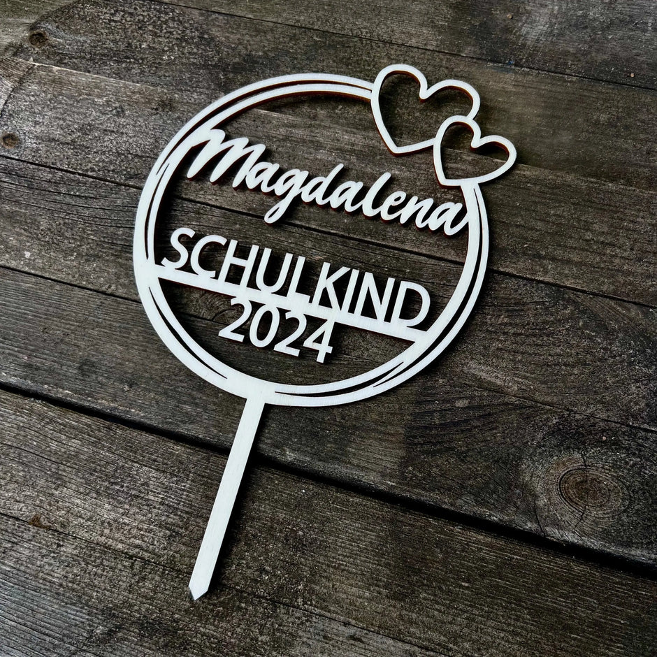 Tortenstecker „Schulkind“ mit Herzchen Kreativio