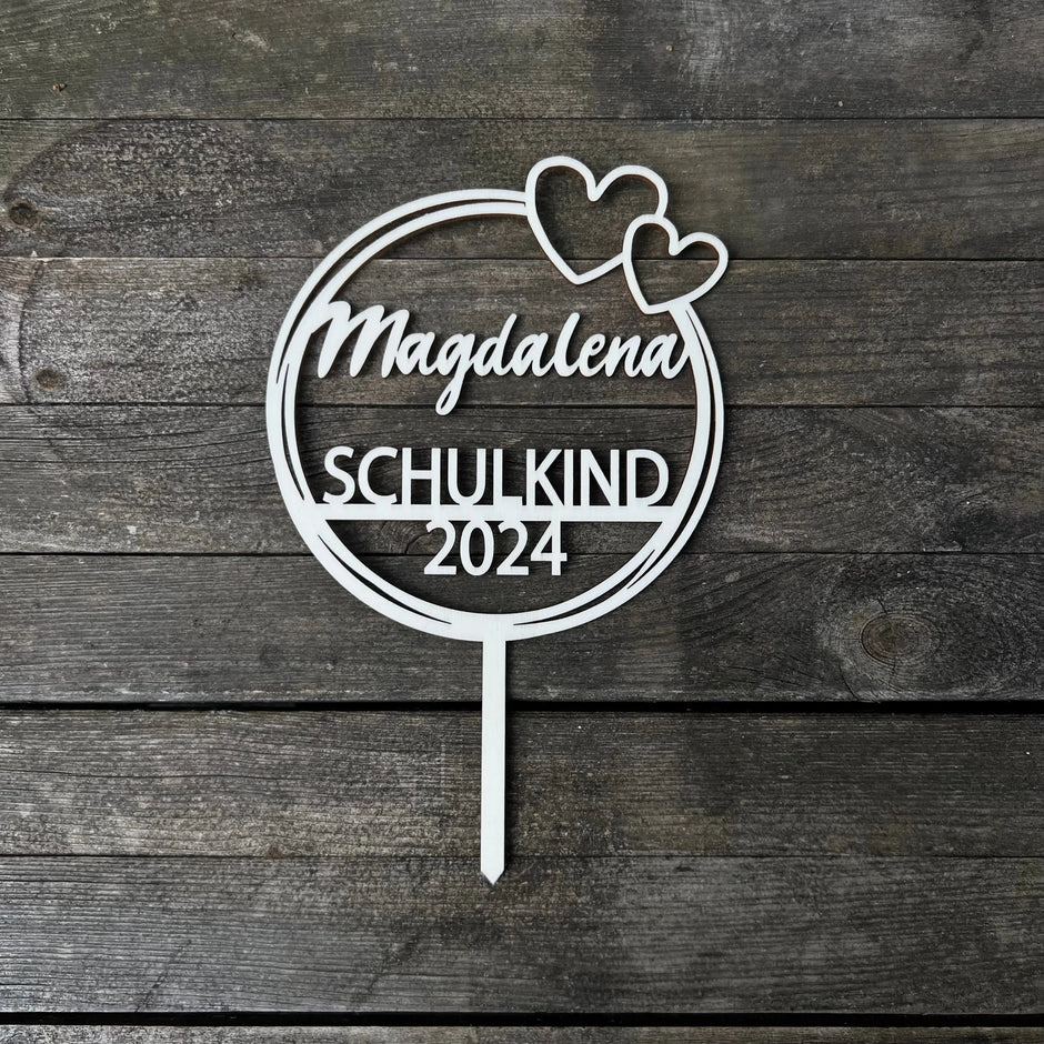 Tortenstecker „Schulkind“ mit Herzchen Kreativio