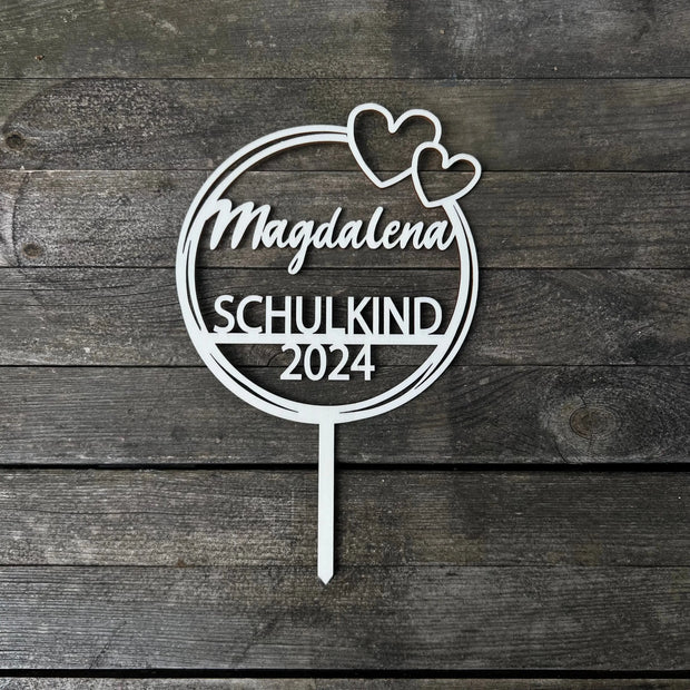 Tortenstecker „Schulkind“ mit Herzchen Kreativio