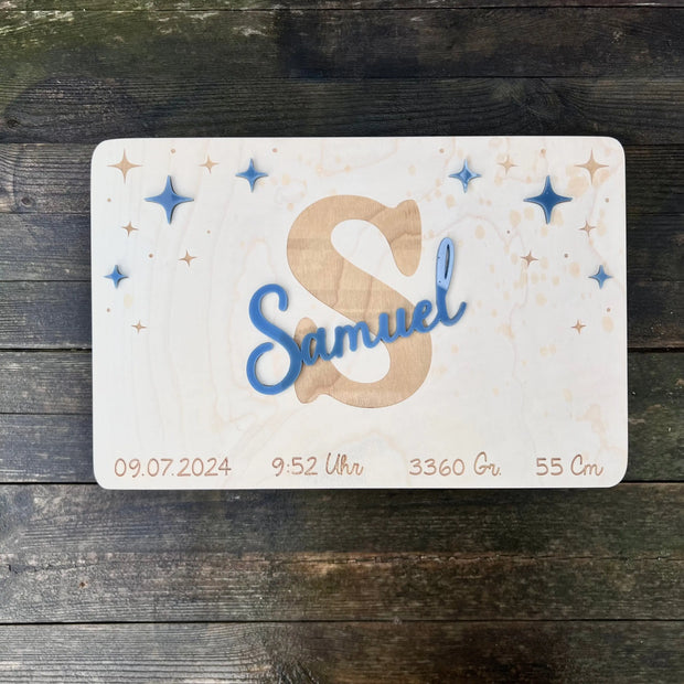 Erinnerungskiste "Sterne" mit Namen aus Acrylglas Kreativio