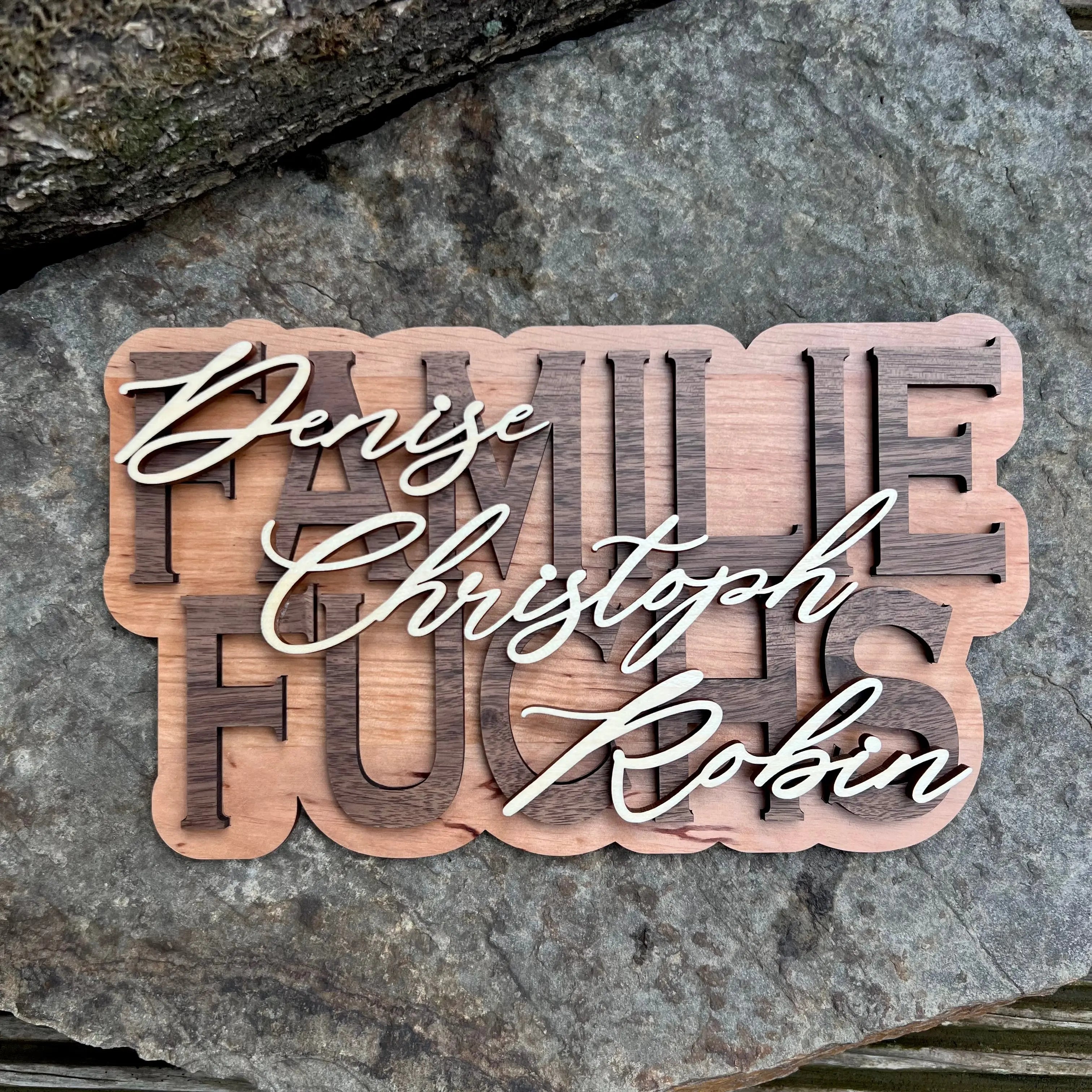 Familien Türschild aus Holz – personalisiert (26 x 14 cm) Kreativio