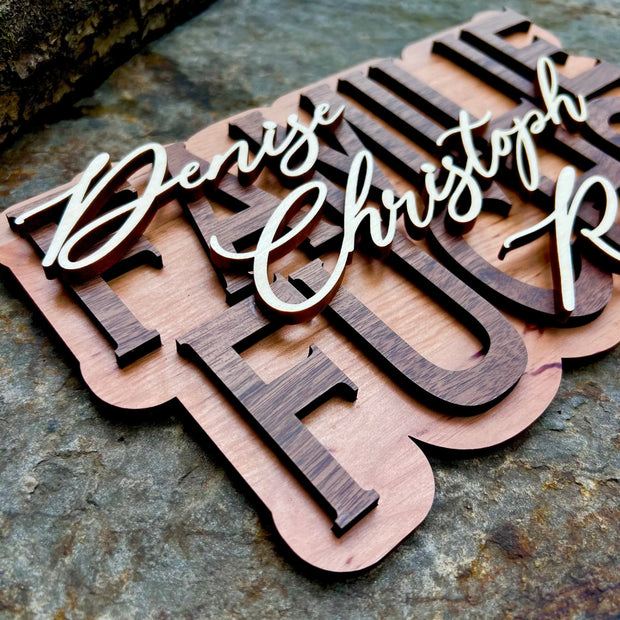 Familien Türschild aus Holz – personalisiert (26 x 14 cm) Kreativio