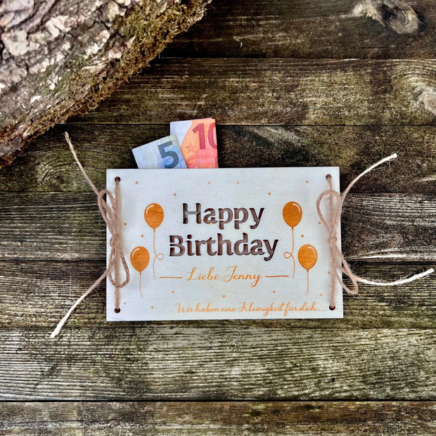 Geldgeschenk "Happy Birthday" - mit Wunschtext Kreativio