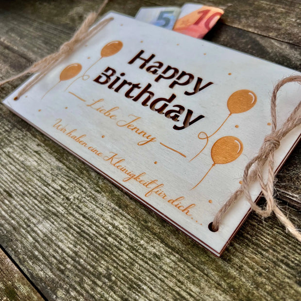Geldgeschenk "Happy Birthday" - mit Wunschtext Kreativio