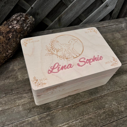 Erinnerungskiste "Reh" mit Namen aus Acrylglas Kreativio