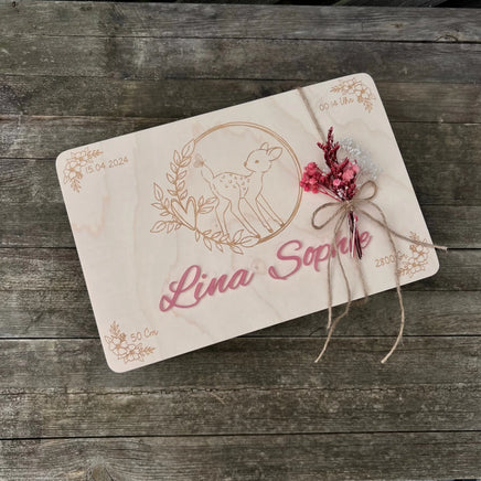 Erinnerungskiste "Reh" mit Namen aus Acrylglas Kreativio