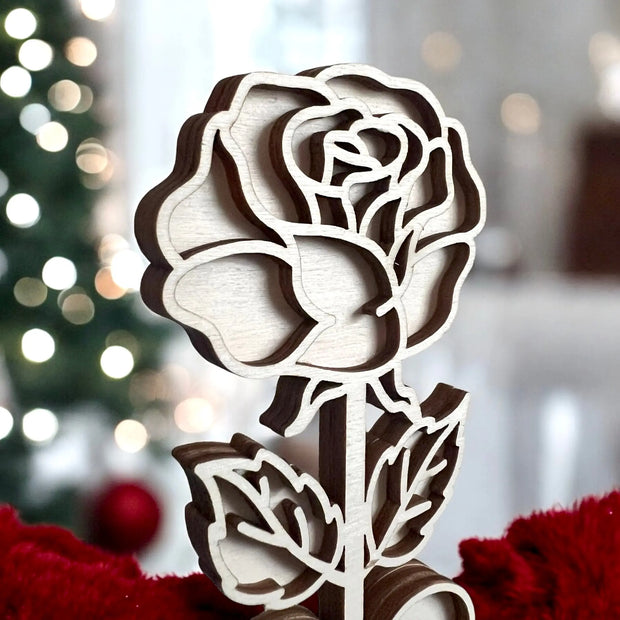 Edle Holzrose mit Gravur – personalisierbar Kreativio