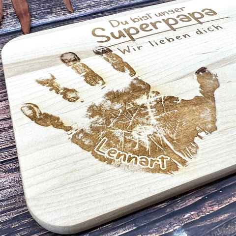 Frühstücksbrett Design 2 - mit "originalen Handabdrücken" Kreativio
