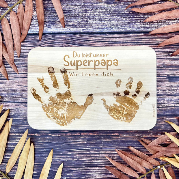 Frühstücksbrett Design 2 - mit "originalen Handabdrücken" Kreativio