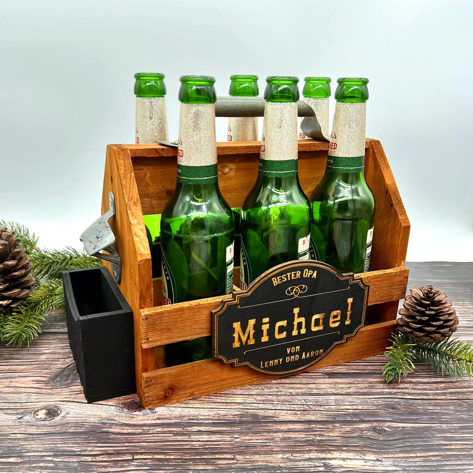 Holz Bierträger mit Personalisierung Kreativio