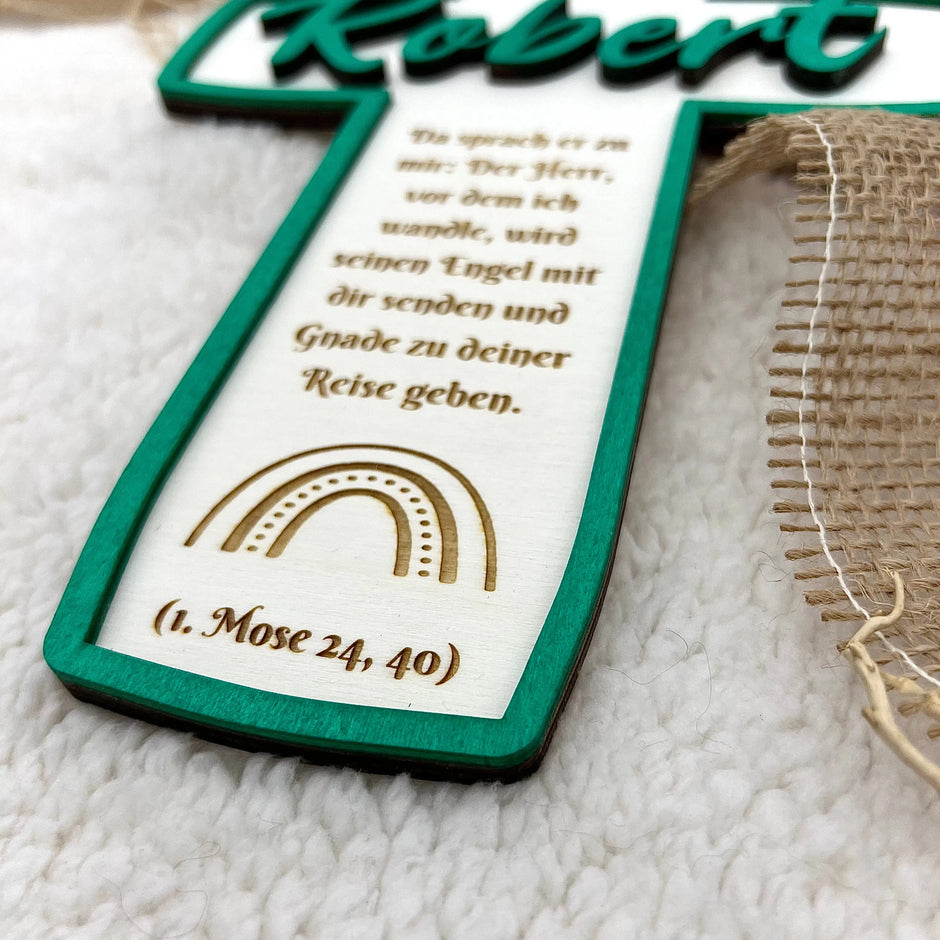 Taufkreuz mit individueller Gravur  – personalisiert mit Name, Datum & Bibelvers Kreativio