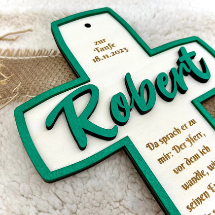 Taufkreuz mit individueller Gravur  – personalisiert mit Name, Datum & Bibelvers Kreativio