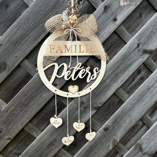 Familienschild "Hängende Herzen" Ø 25 cm Kreativio