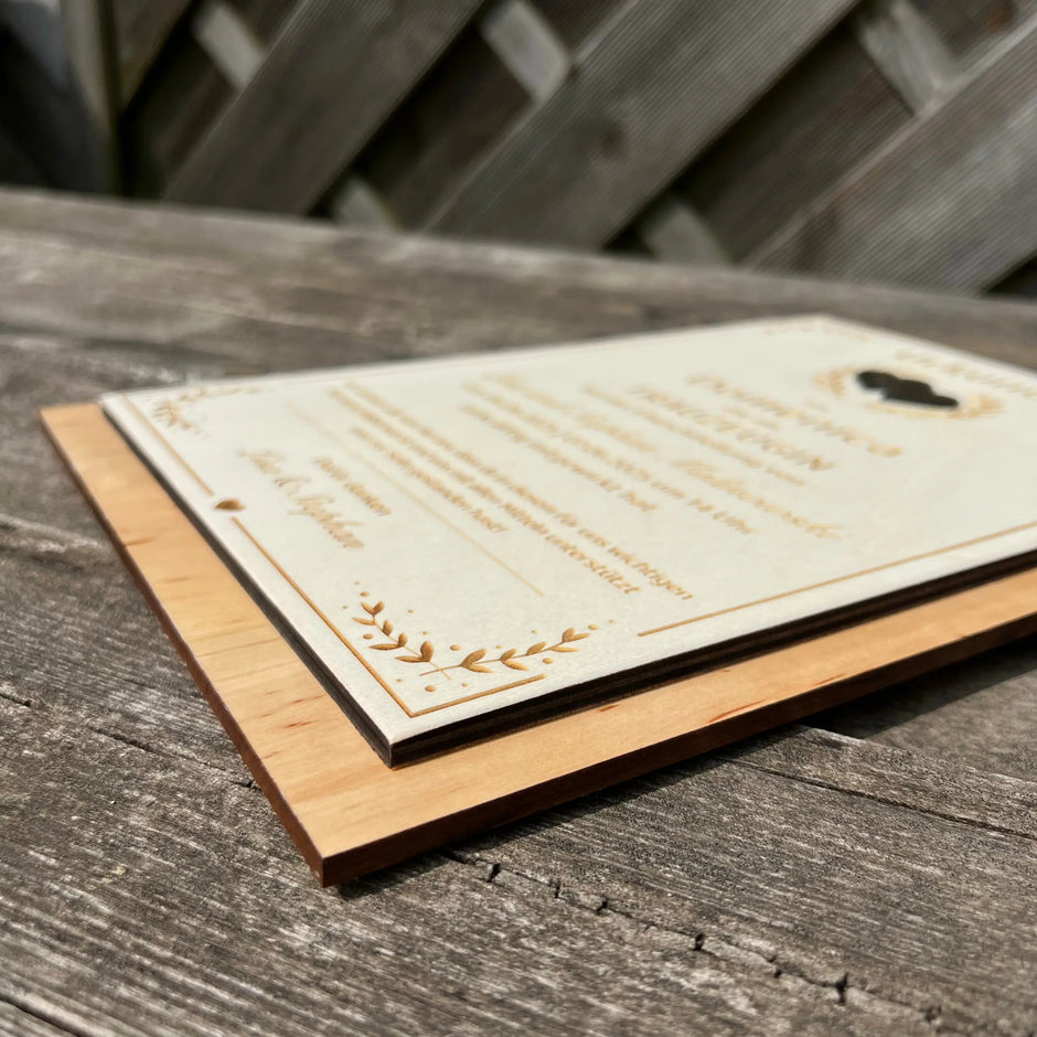 Trauzeugen-Urkunde aus Erlenholz Kreativio